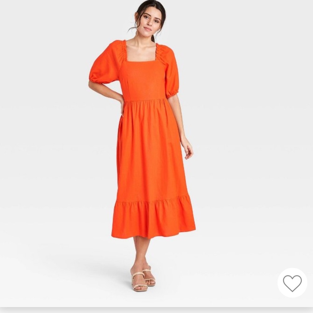 🔥SALE🔥Who What Wear Puff Sleeve Midi Dress